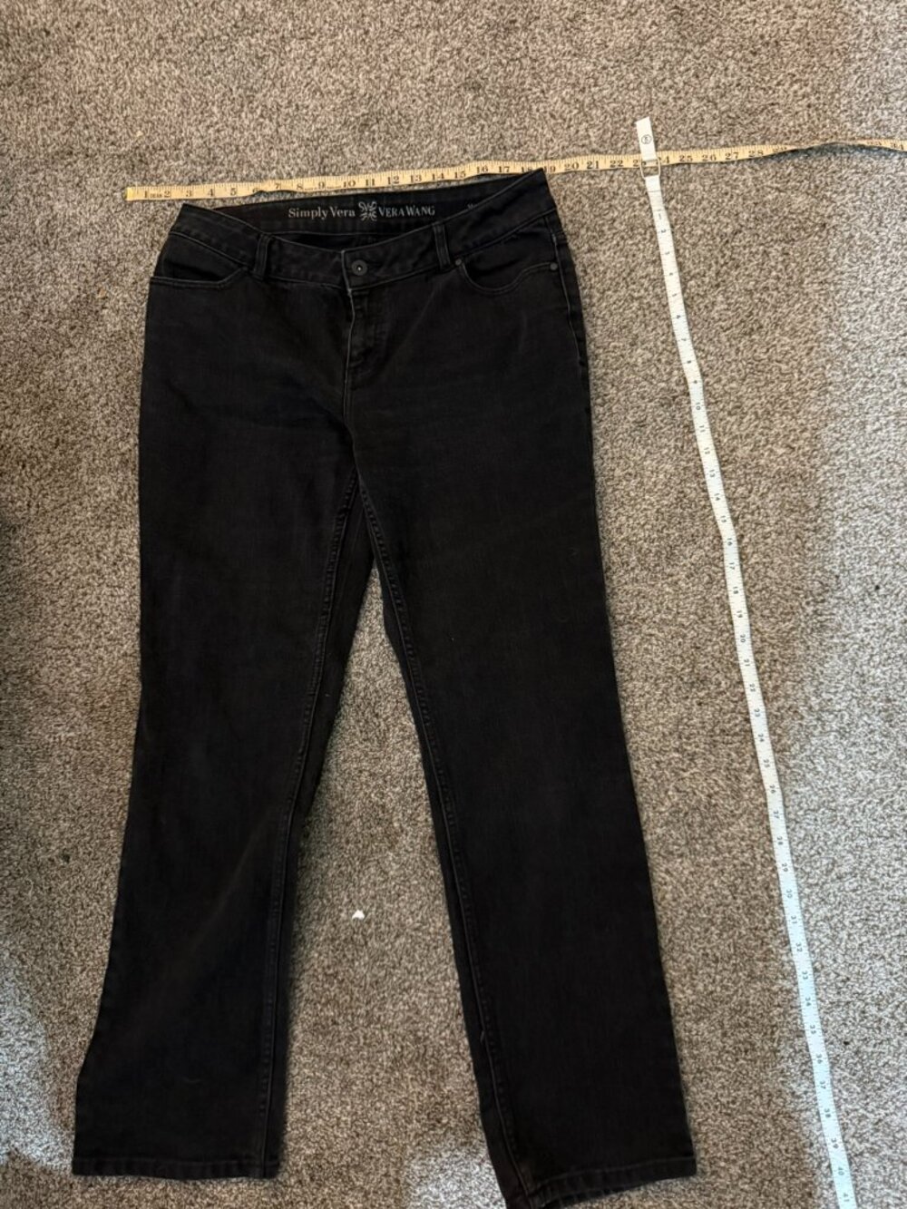 Simply Vera Vera Wang Black Stretch Denim Flap Pocket Jeans Size 10
